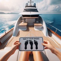 Aufkleber für eine Yacht - Schuhe ausziehen