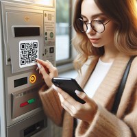 Aufkleber für Ticketautomat mit QR-Code