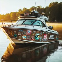 Bootsaufkleber seewasserfest auf einem Boot